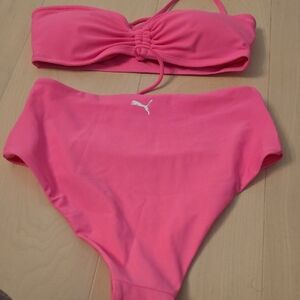 Puma Bright Pink Bandeau Two-Piece Swim Set